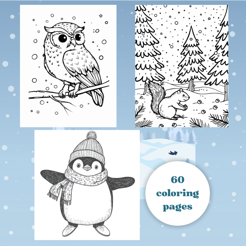 Winter Coloring Book- HappyKiddoWorld