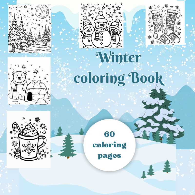 Winter Coloring Book- HappyKiddoWorld